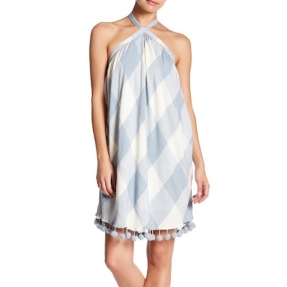 Tularosa Halter Checkered Pom Pom Dress - Picture 1 of 8